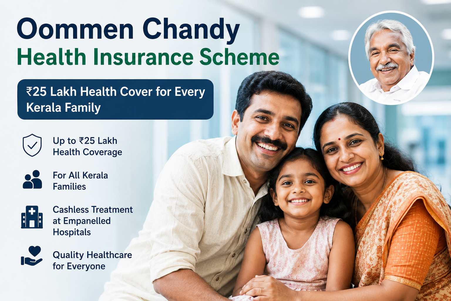 Kerala Health Scheme | Oommen Chandy Health Insurance Scheme 2026: ₹25 Lakh Health Cover Promise By UDF Government
